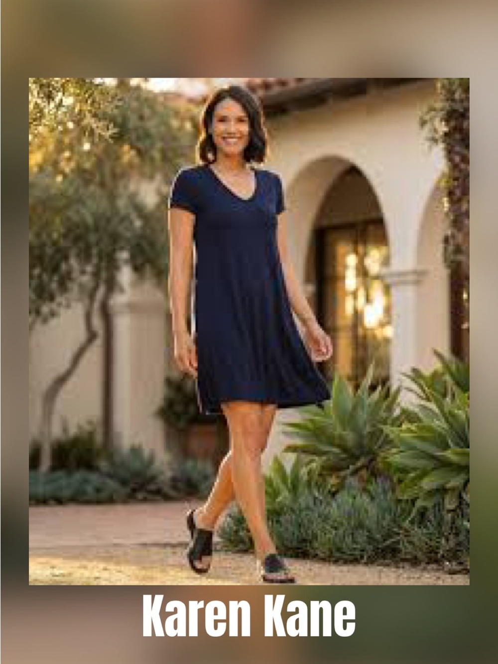 Karen Kane Navy Short-Sleeve V-Neck Swing Dress